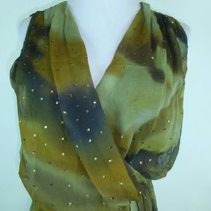 HAUTE HIPPIE Tie dye SILK WRAP sleeveless  sequin party DRESS XS